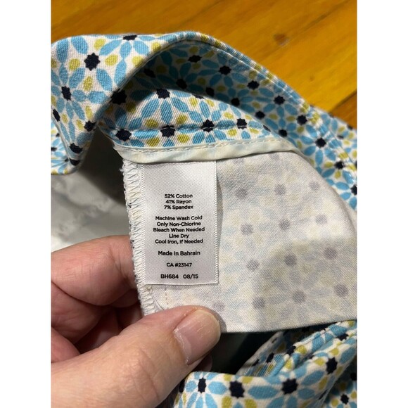 Talbots Pants Womens Curvy Size 6 Geometric Design Blue and Yellow Countrycore - Picture 4 of 8